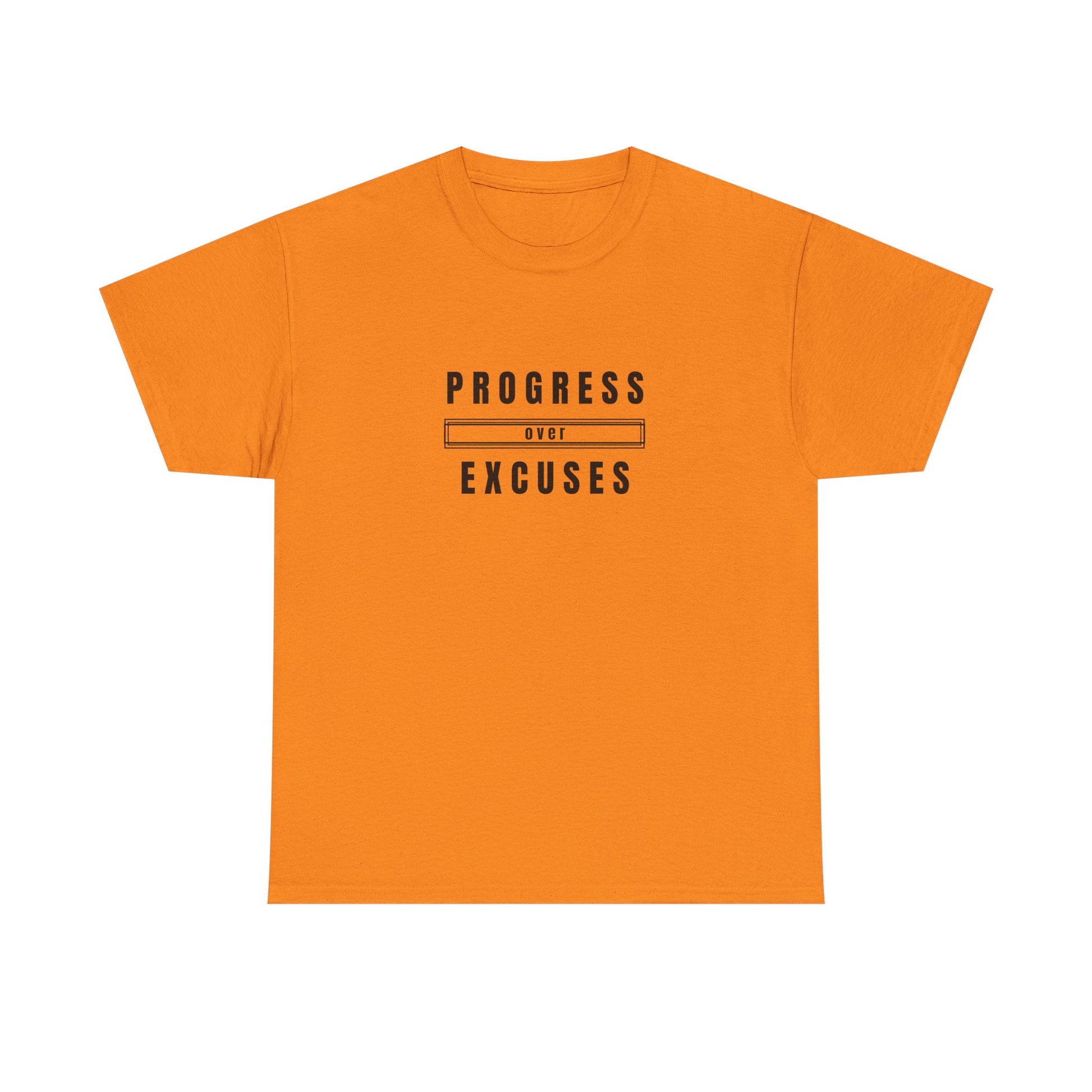 Motivational Unisex Heavy Cotton Tee - Progress Over Excuses, Workout Tee, Inspirational Shirt, Gift for Fitness Enthusiasts, Casual Wear
