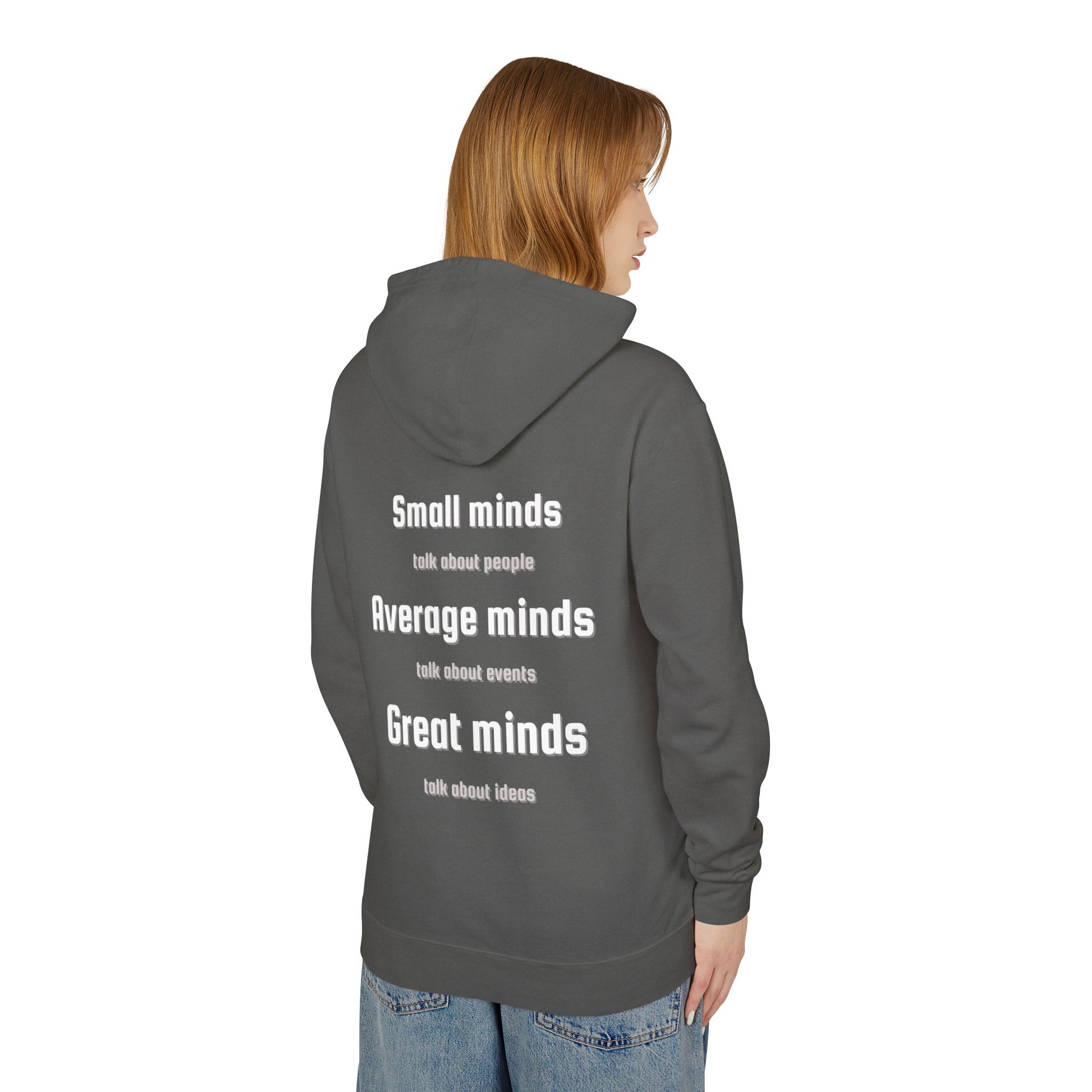 Inspirational Unisex Lightweight Hooded Sweatshirt, Great Minds, Casual Wear, Gift for Friends, Motivational Apparel
