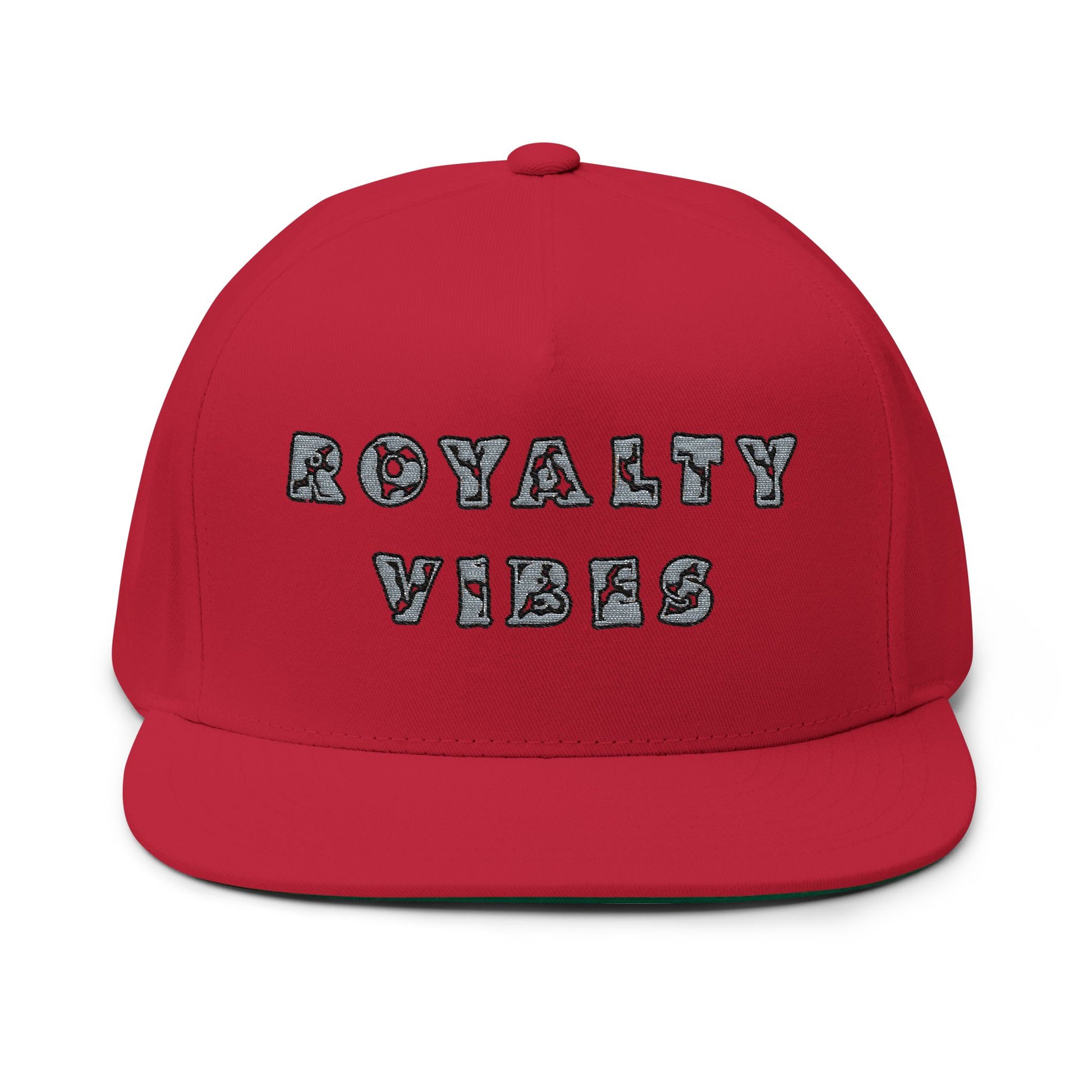 Royalty Vibes Embroidered Flat Bill Cap, Unisex Hat, Trendy Headwear, Casual Style, Perfect Gift for Streetwear Enthusiasts