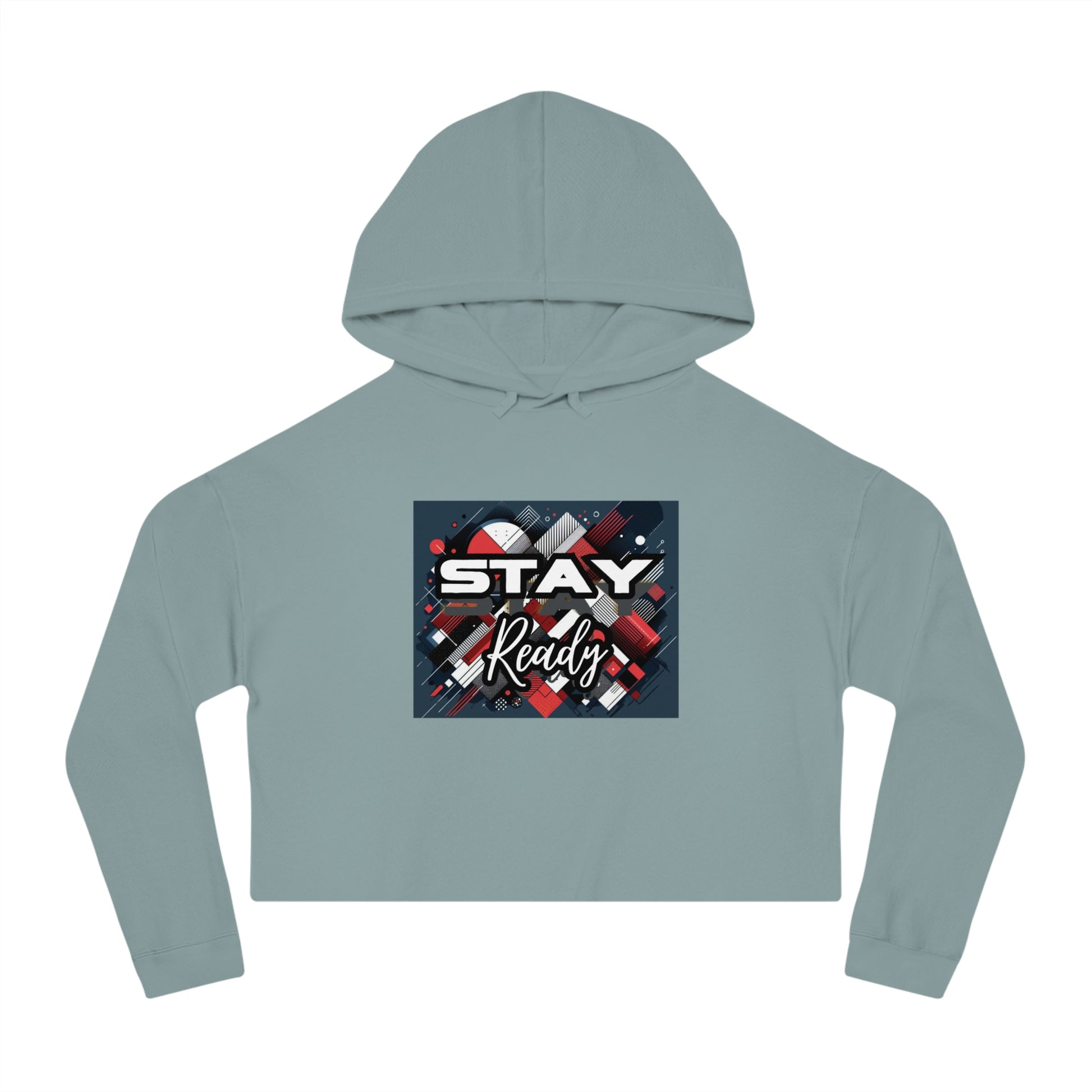 Stay Ready Women's Cropped Hooded Sweatshirt, Casual Hoodie, Athleisure Sweatshirt, Gift for Her, Trendy Streetwear