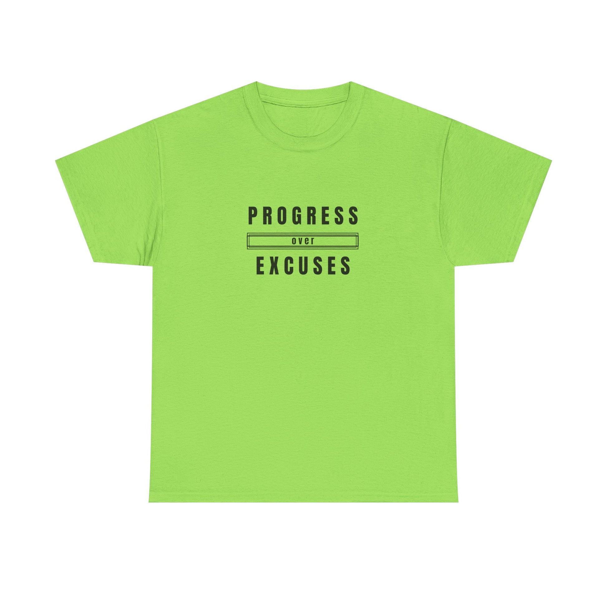 Motivational Unisex Heavy Cotton Tee - Progress Over Excuses, Workout Tee, Inspirational Shirt, Gift for Fitness Enthusiasts, Casual Wear