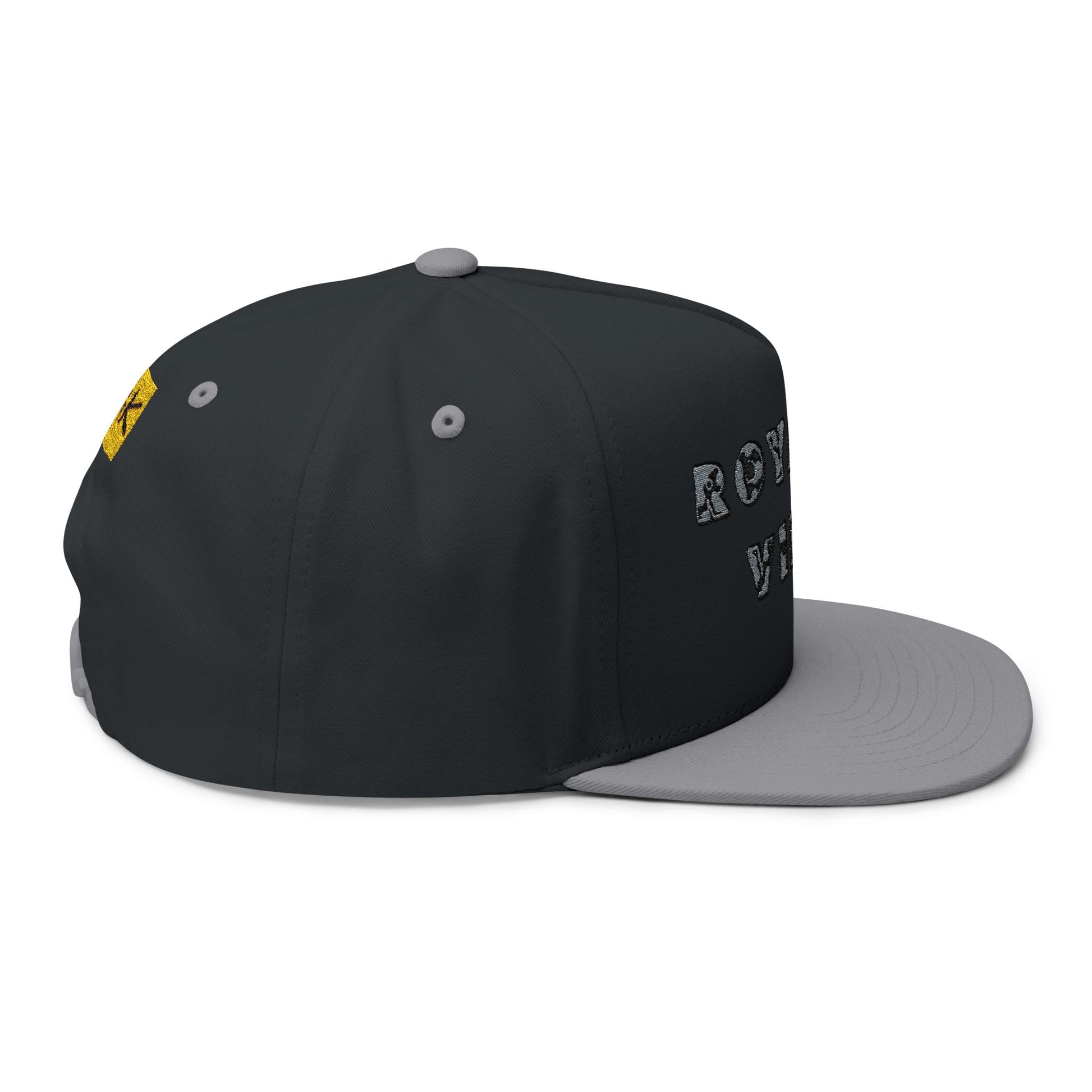 Royalty Vibes Embroidered Flat Bill Cap, Unisex Hat, Trendy Headwear, Casual Style, Perfect Gift for Streetwear Enthusiasts