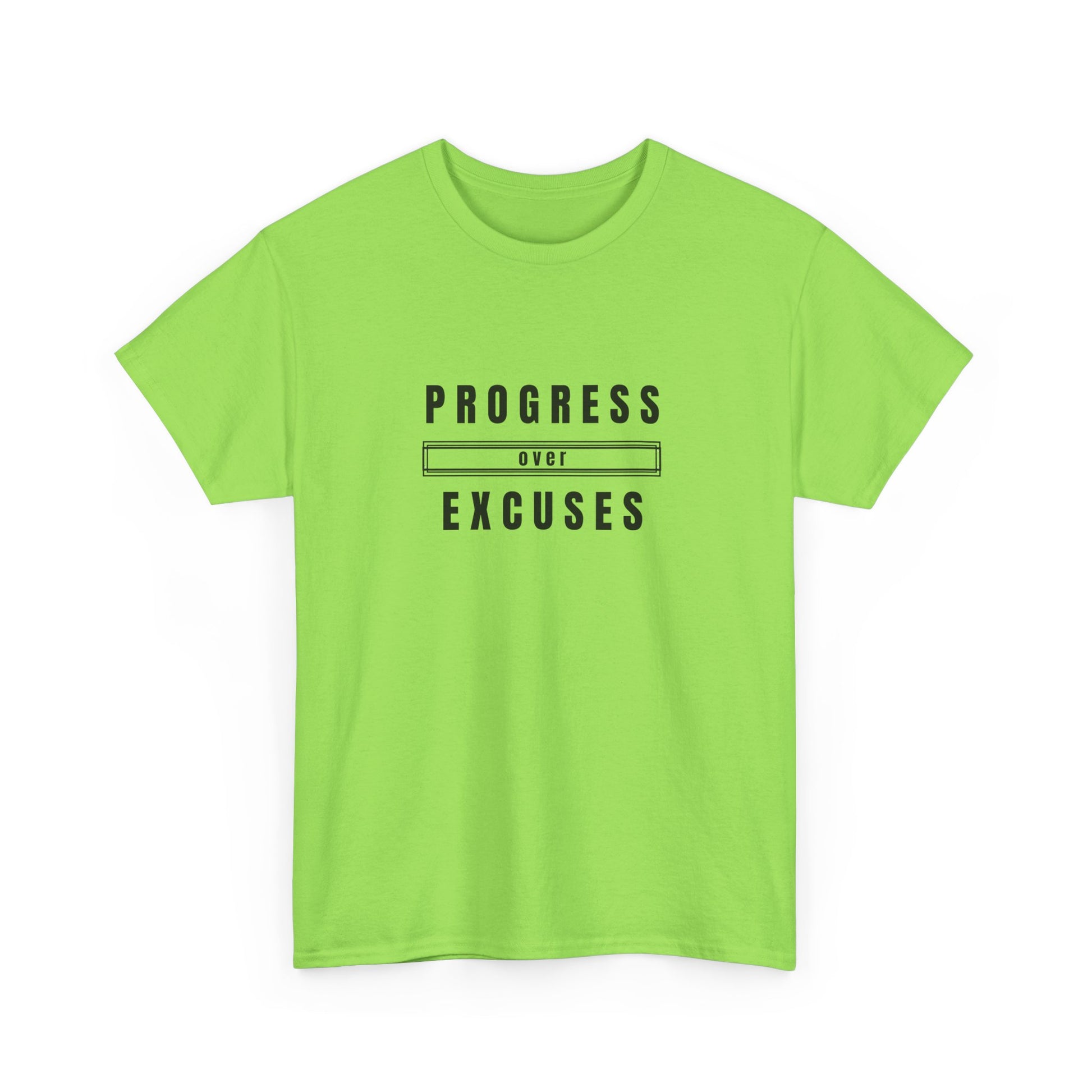 Motivational Unisex Heavy Cotton Tee - Progress Over Excuses, Workout Tee, Inspirational Shirt, Gift for Fitness Enthusiasts, Casual Wear