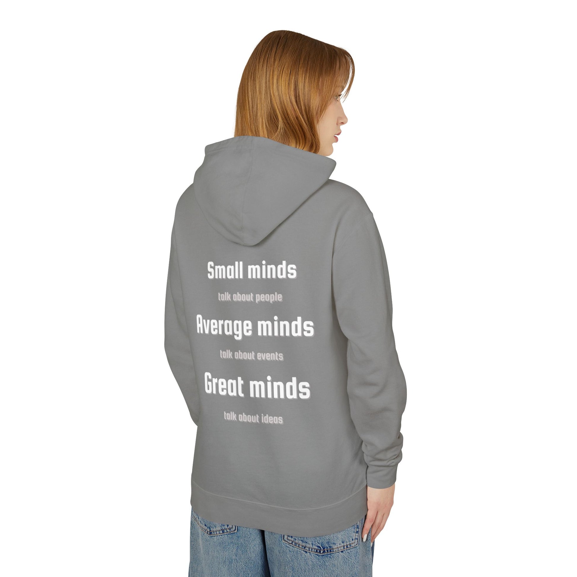 Inspirational Unisex Lightweight Hooded Sweatshirt, Great Minds, Casual Wear, Gift for Friends, Motivational Apparel