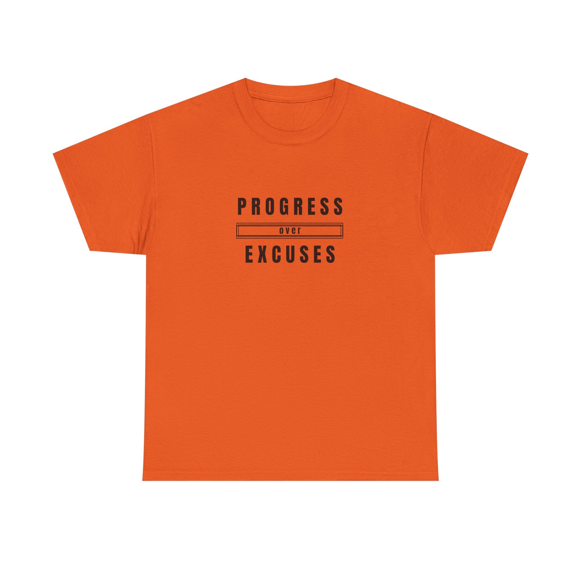 Motivational Unisex Heavy Cotton Tee - Progress Over Excuses, Workout Tee, Inspirational Shirt, Gift for Fitness Enthusiasts, Casual Wear
