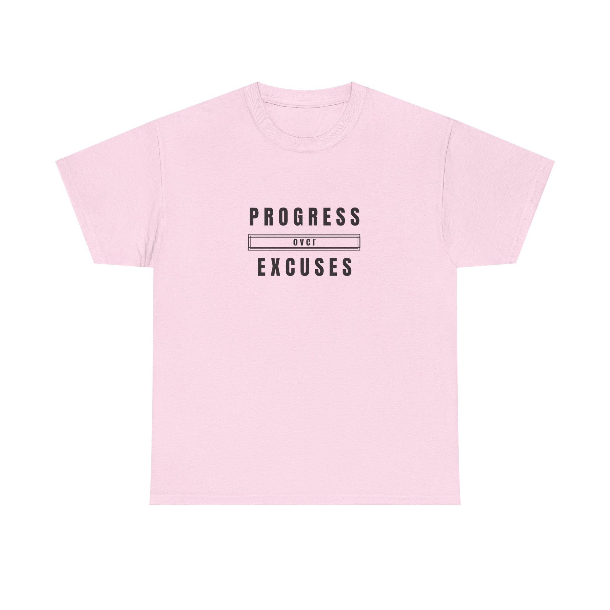 Motivational Unisex Heavy Cotton Tee - Progress Over Excuses, Workout Tee, Inspirational Shirt, Gift for Fitness Enthusiasts, Casual Wear