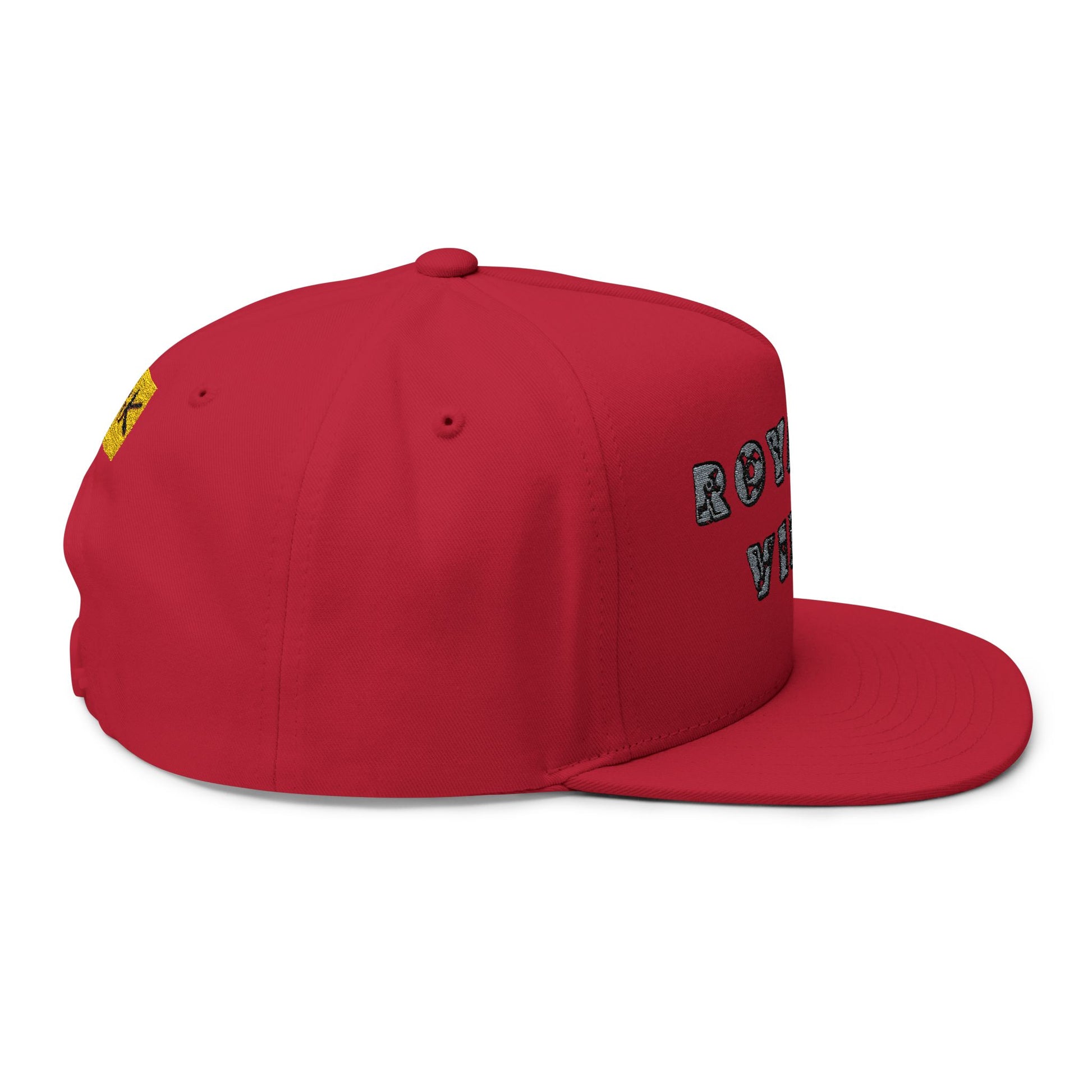 Royalty Vibes Embroidered Flat Bill Cap, Unisex Hat, Trendy Headwear, Casual Style, Perfect Gift for Streetwear Enthusiasts