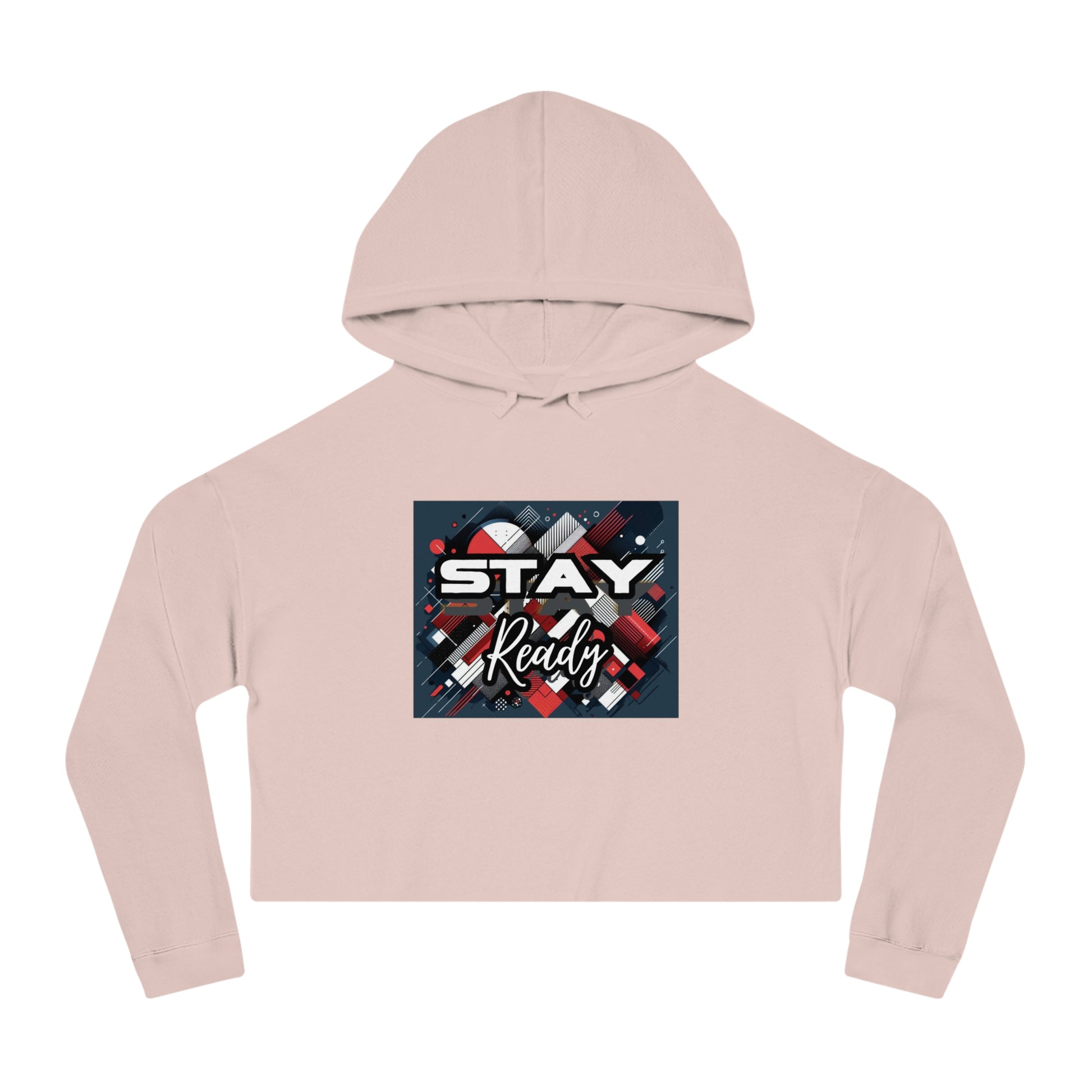 Stay Ready Women's Cropped Hooded Sweatshirt, Casual Hoodie, Athleisure Sweatshirt, Gift for Her, Trendy Streetwear