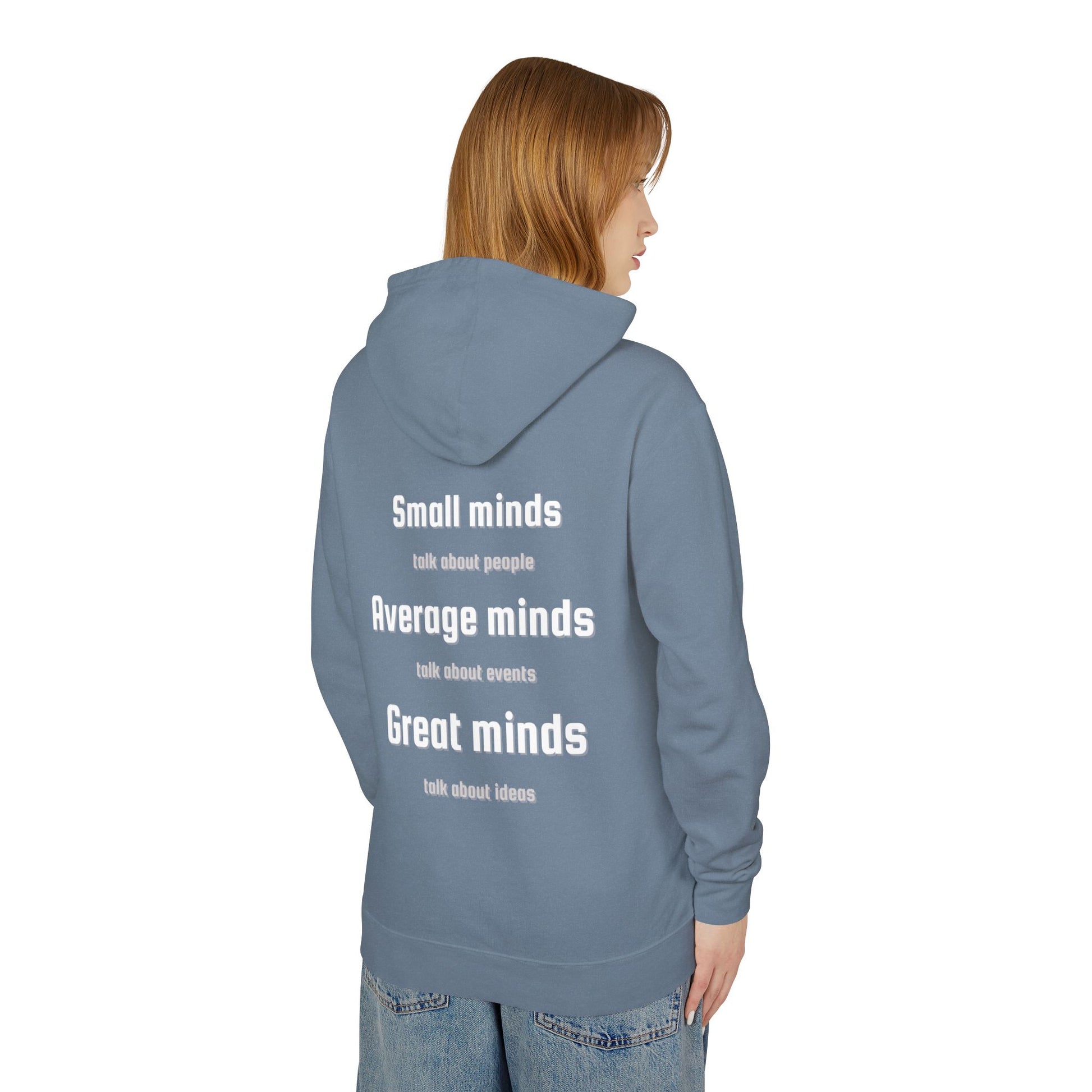 Inspirational Unisex Lightweight Hooded Sweatshirt, Great Minds, Casual Wear, Gift for Friends, Motivational Apparel
