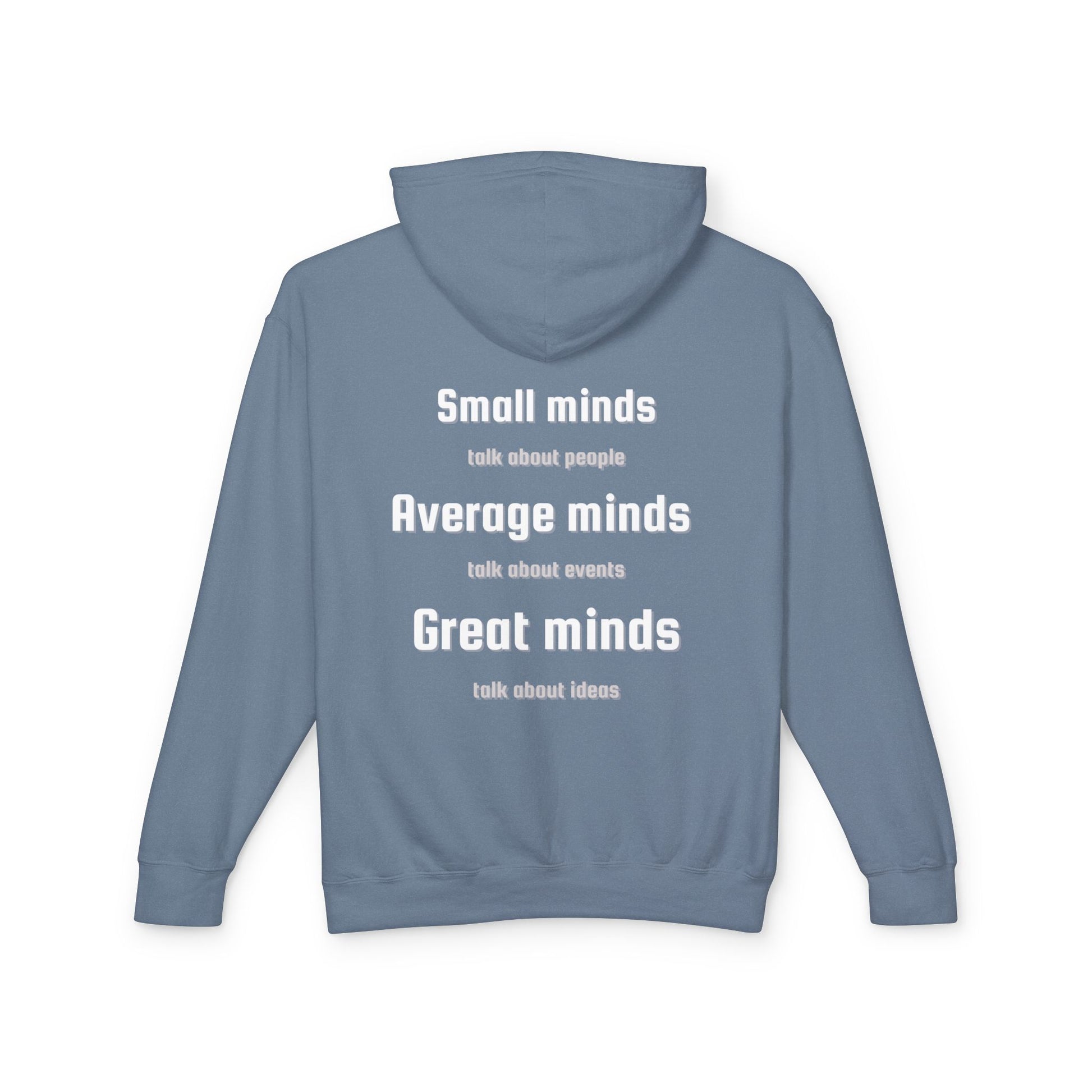 Inspirational Unisex Lightweight Hooded Sweatshirt, Great Minds, Casual Wear, Gift for Friends, Motivational Apparel