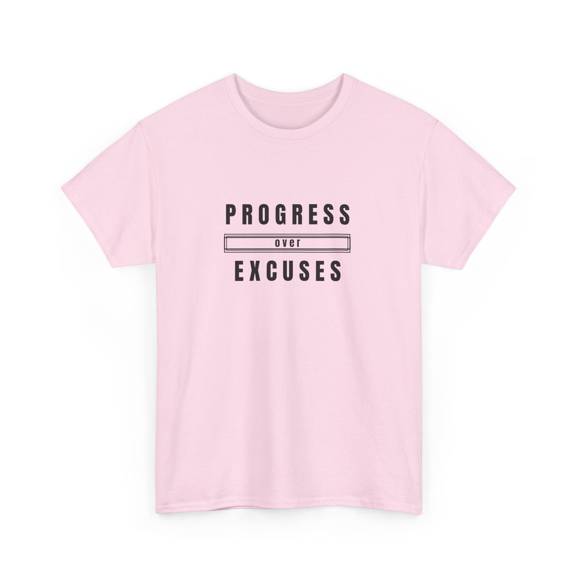 Motivational Unisex Heavy Cotton Tee - Progress Over Excuses, Workout Tee, Inspirational Shirt, Gift for Fitness Enthusiasts, Casual Wear