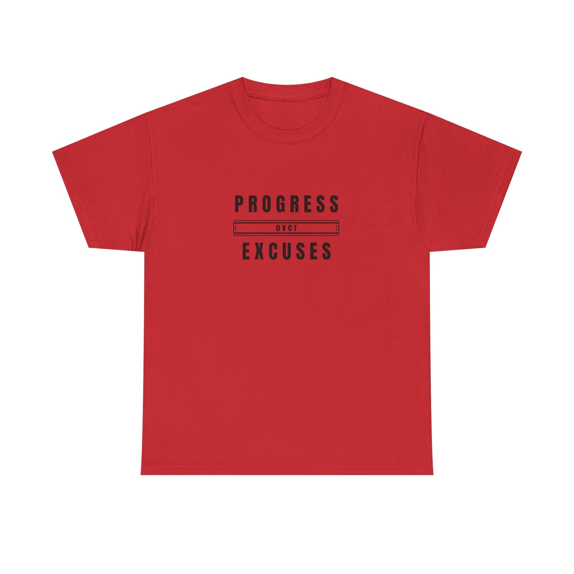 Motivational Unisex Heavy Cotton Tee - Progress Over Excuses, Workout Tee, Inspirational Shirt, Gift for Fitness Enthusiasts, Casual Wear