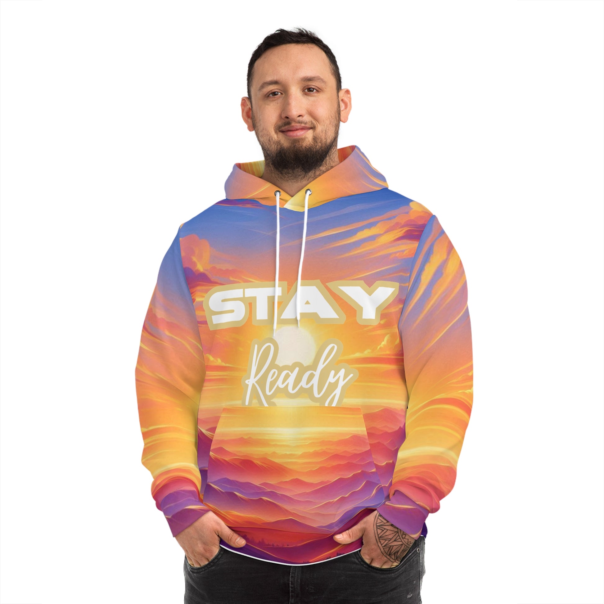 Vibrant Sunset Hoodie, Cozy Sweatshirt, Gift for Nature Lovers, AOP Pullover, Perfect for Fall, Outdoor Adventures