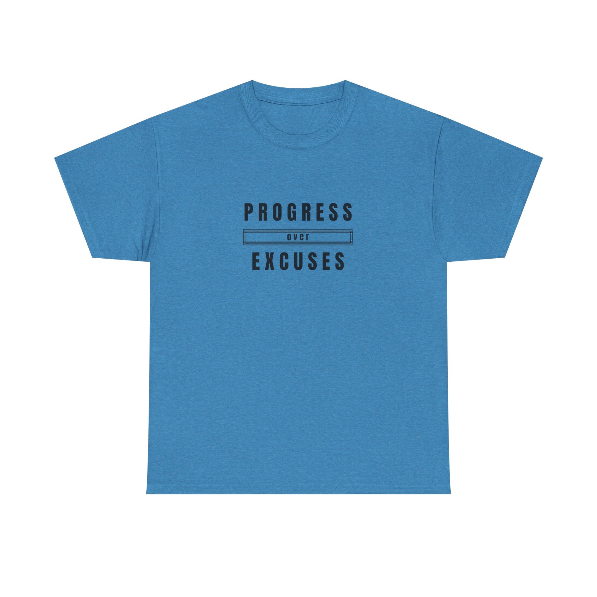 Motivational Unisex Heavy Cotton Tee - Progress Over Excuses, Workout Tee, Inspirational Shirt, Gift for Fitness Enthusiasts, Casual Wear