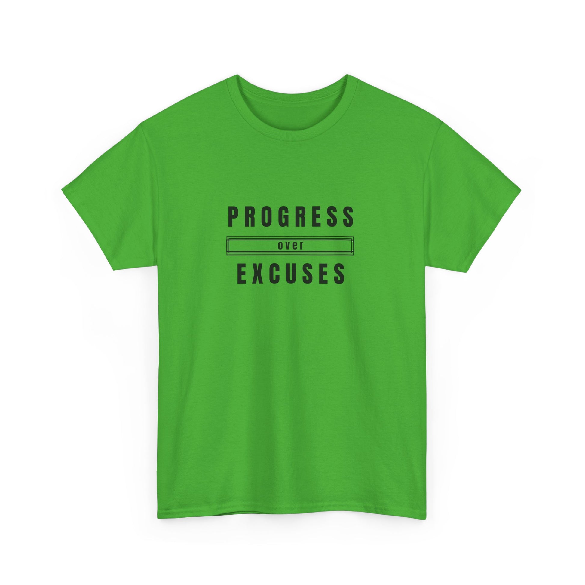 Motivational Unisex Heavy Cotton Tee - Progress Over Excuses, Workout Tee, Inspirational Shirt, Gift for Fitness Enthusiasts, Casual Wear