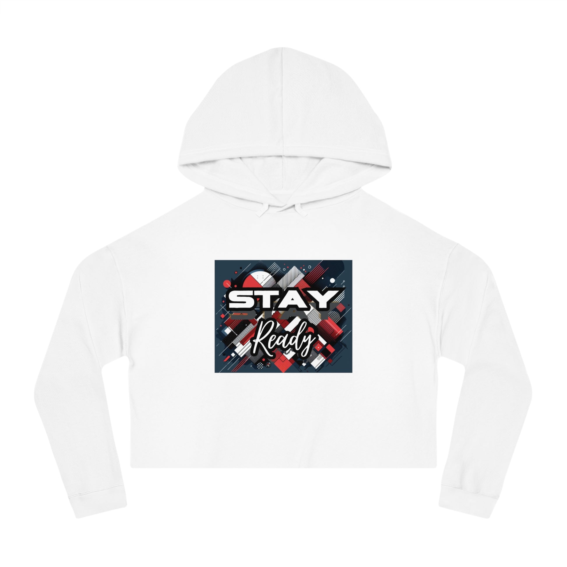 Stay Ready Women's Cropped Hooded Sweatshirt, Casual Hoodie, Athleisure Sweatshirt, Gift for Her, Trendy Streetwear