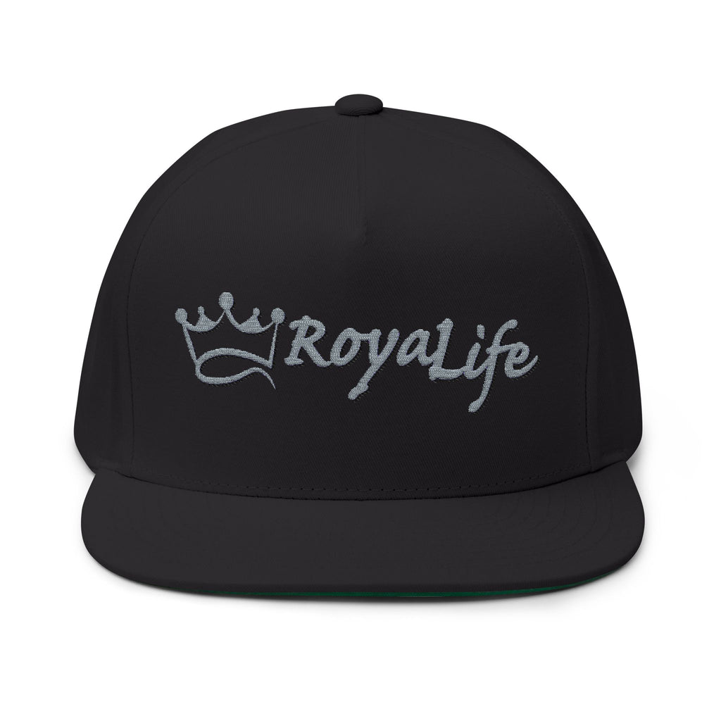 Royal Life Embroidered Flat Bill Cap - Trendy Adjustable Hat for Streetwear and Casual Outfit, Gifts for Style Enthusiasts, Men and Women