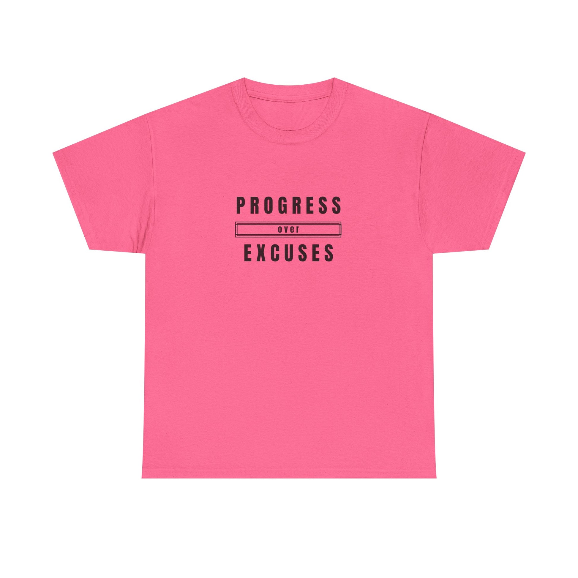 Motivational Unisex Heavy Cotton Tee - Progress Over Excuses, Workout Tee, Inspirational Shirt, Gift for Fitness Enthusiasts, Casual Wear