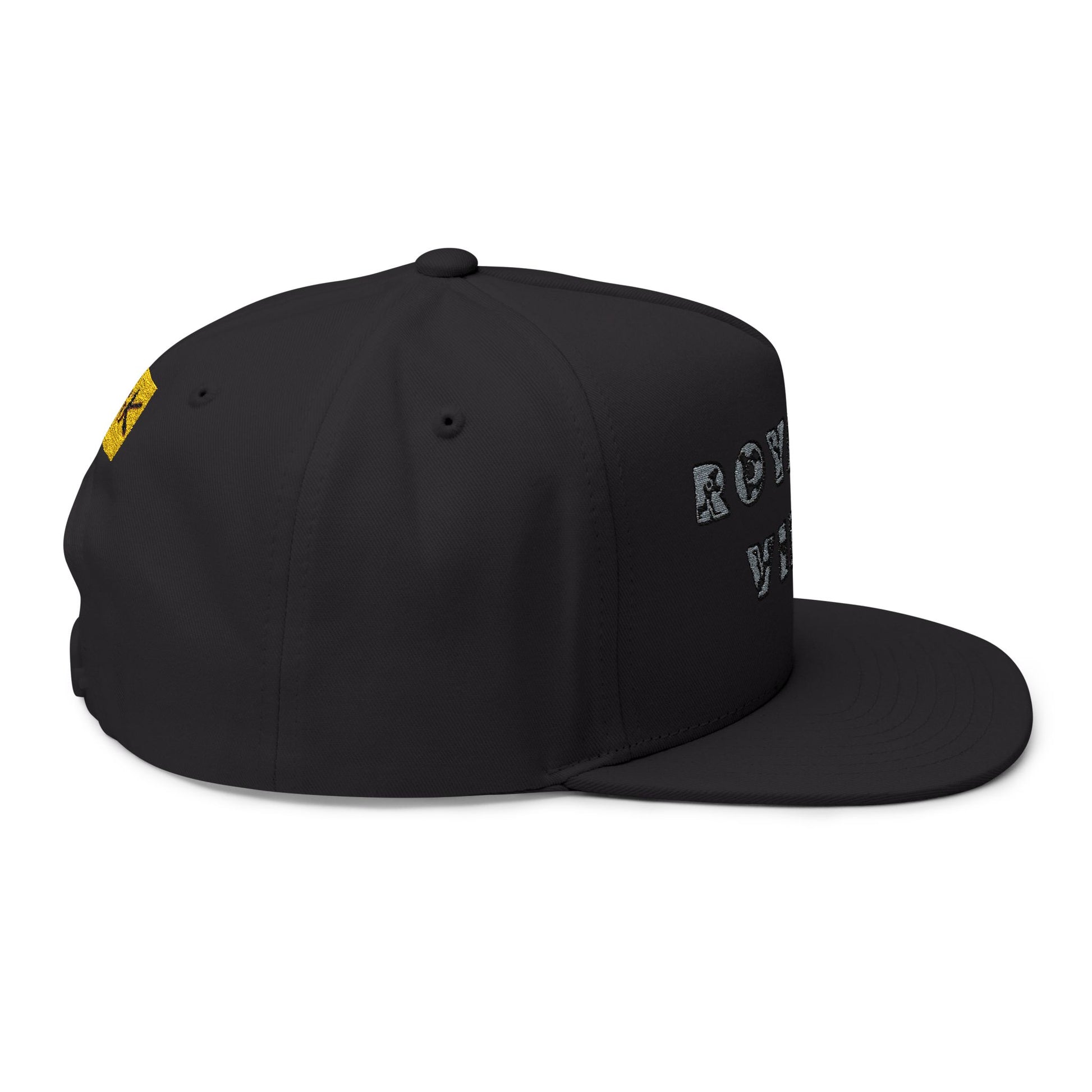 Royalty Vibes Embroidered Flat Bill Cap, Unisex Hat, Trendy Headwear, Casual Style, Perfect Gift for Streetwear Enthusiasts