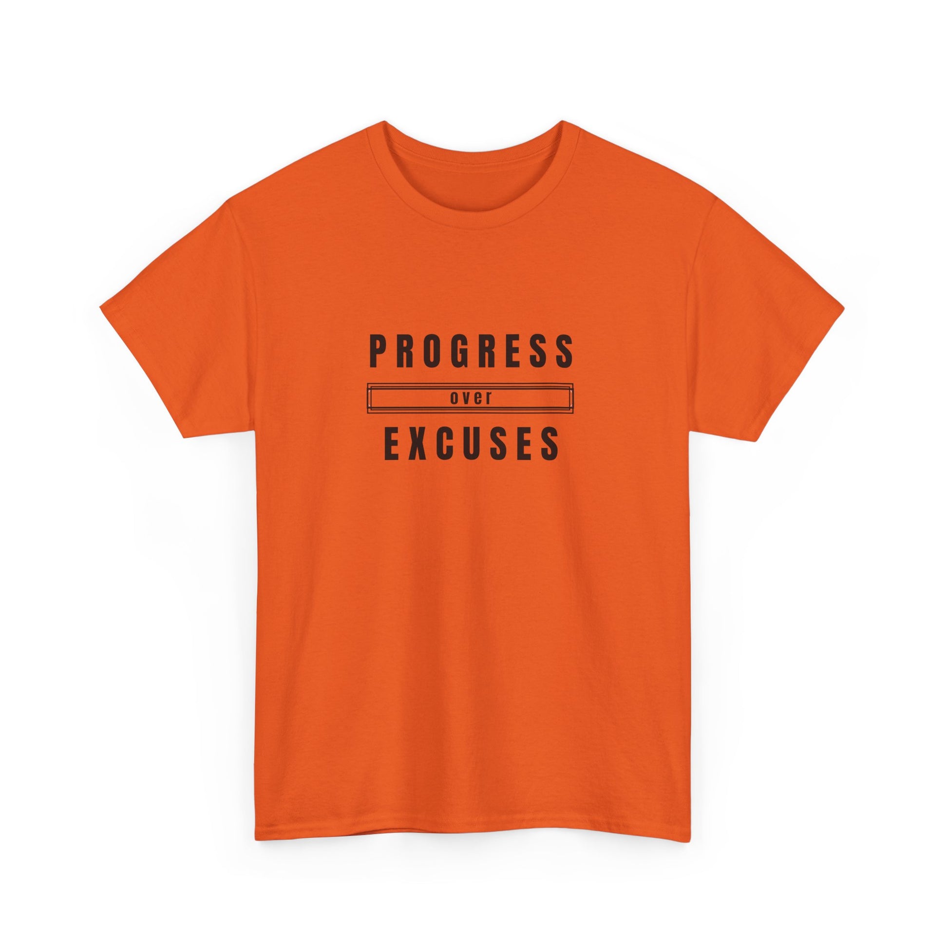 Motivational Unisex Heavy Cotton Tee - Progress Over Excuses, Workout Tee, Inspirational Shirt, Gift for Fitness Enthusiasts, Casual Wear