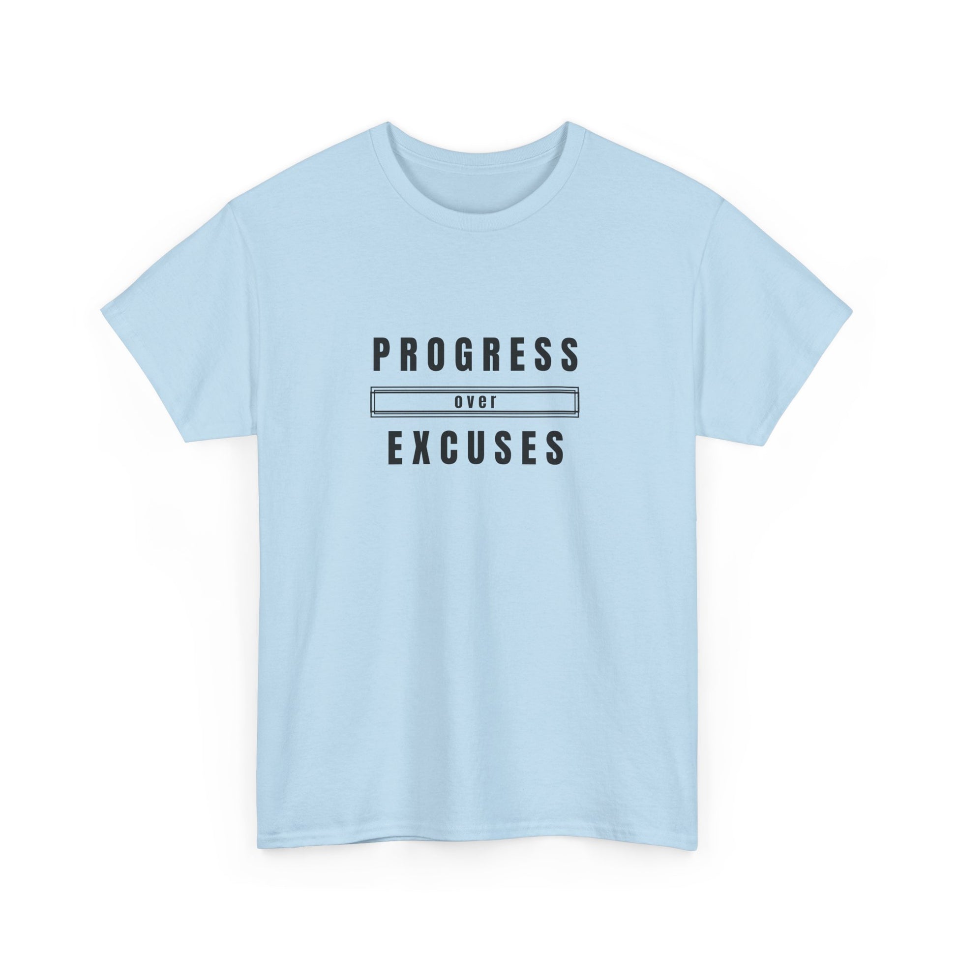 Motivational Unisex Heavy Cotton Tee - Progress Over Excuses, Workout Tee, Inspirational Shirt, Gift for Fitness Enthusiasts, Casual Wear