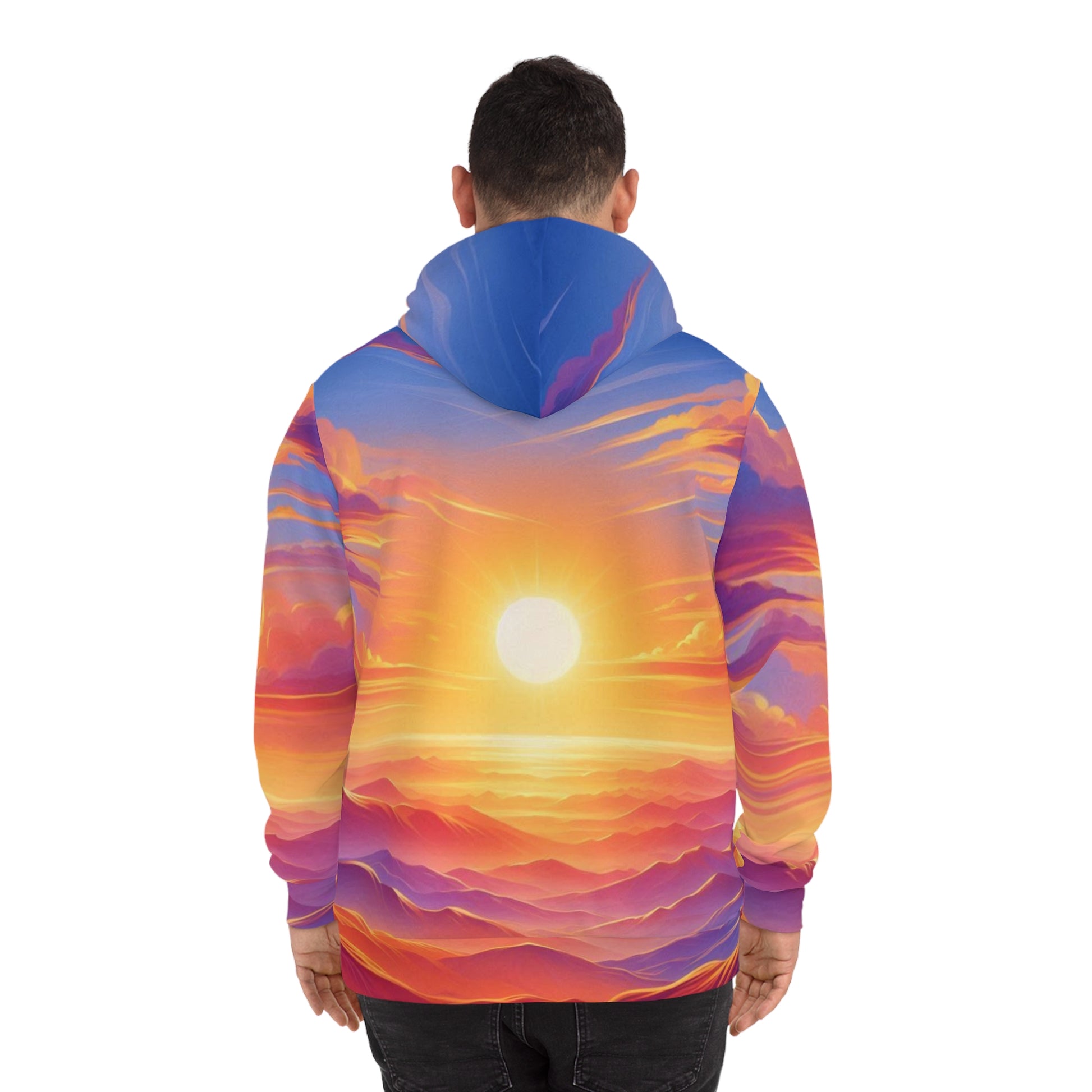 Vibrant Sunset Hoodie, Cozy Sweatshirt, Gift for Nature Lovers, AOP Pullover, Perfect for Fall, Outdoor Adventures