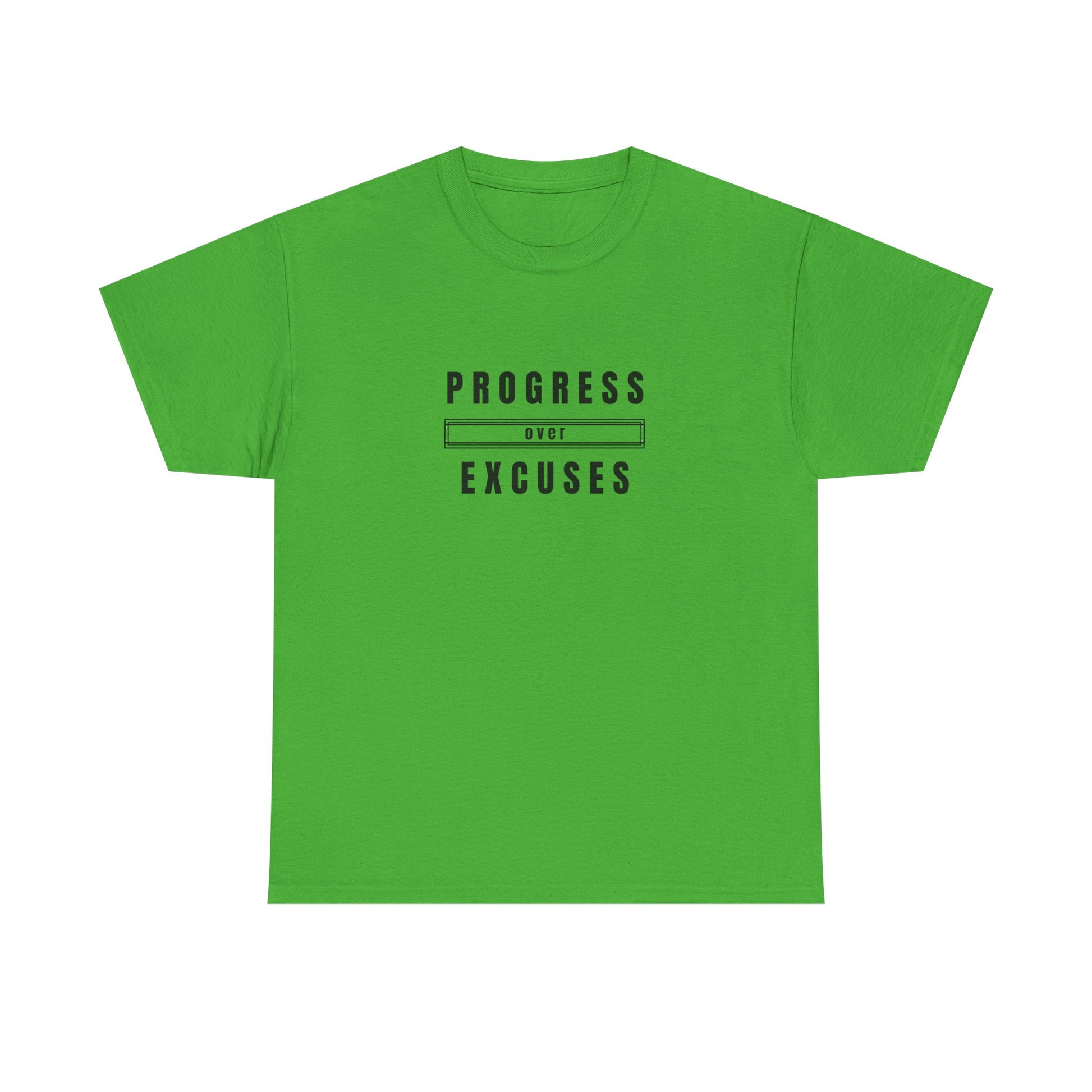 Motivational Unisex Heavy Cotton Tee - Progress Over Excuses, Workout Tee, Inspirational Shirt, Gift for Fitness Enthusiasts, Casual Wear