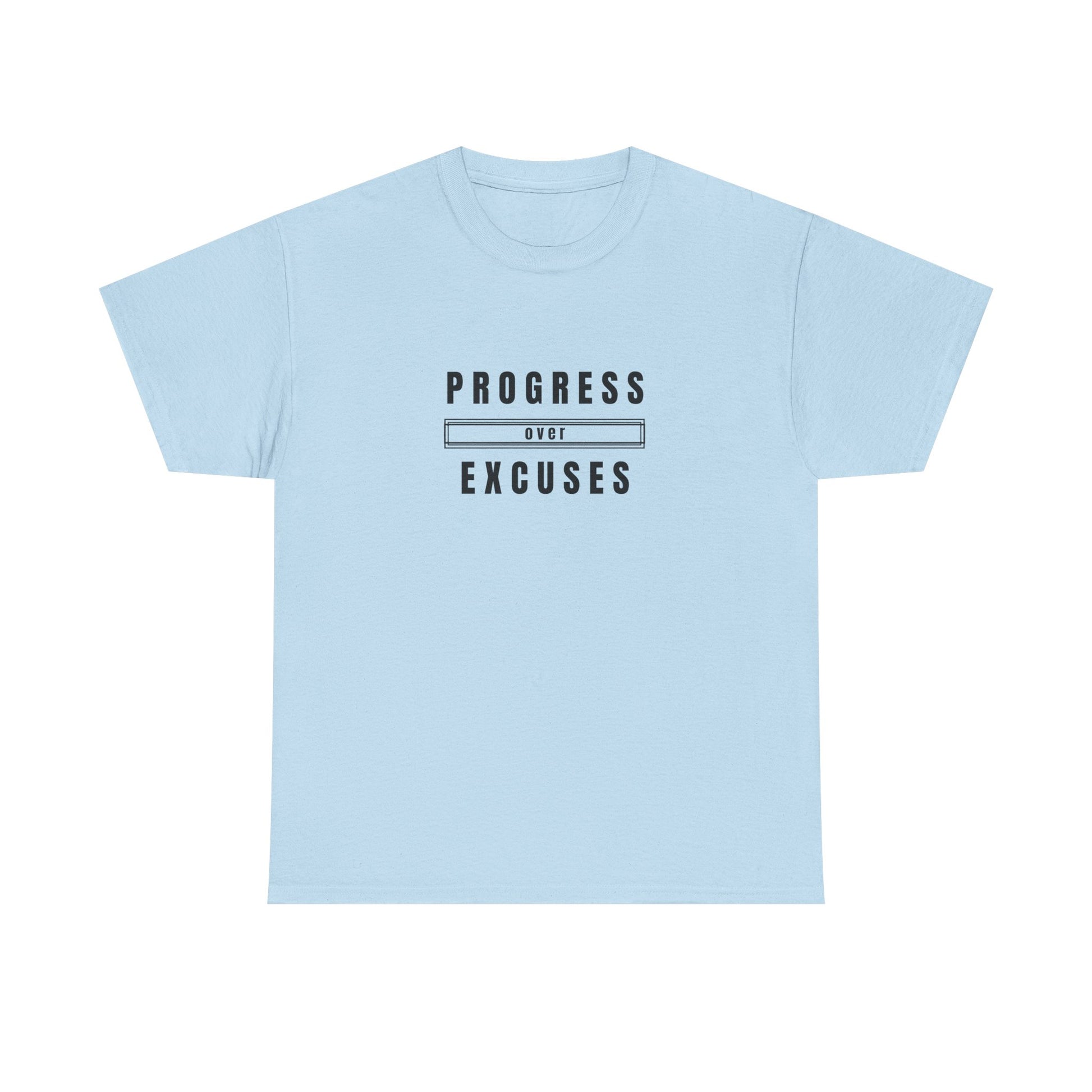 Motivational Unisex Heavy Cotton Tee - Progress Over Excuses, Workout Tee, Inspirational Shirt, Gift for Fitness Enthusiasts, Casual Wear