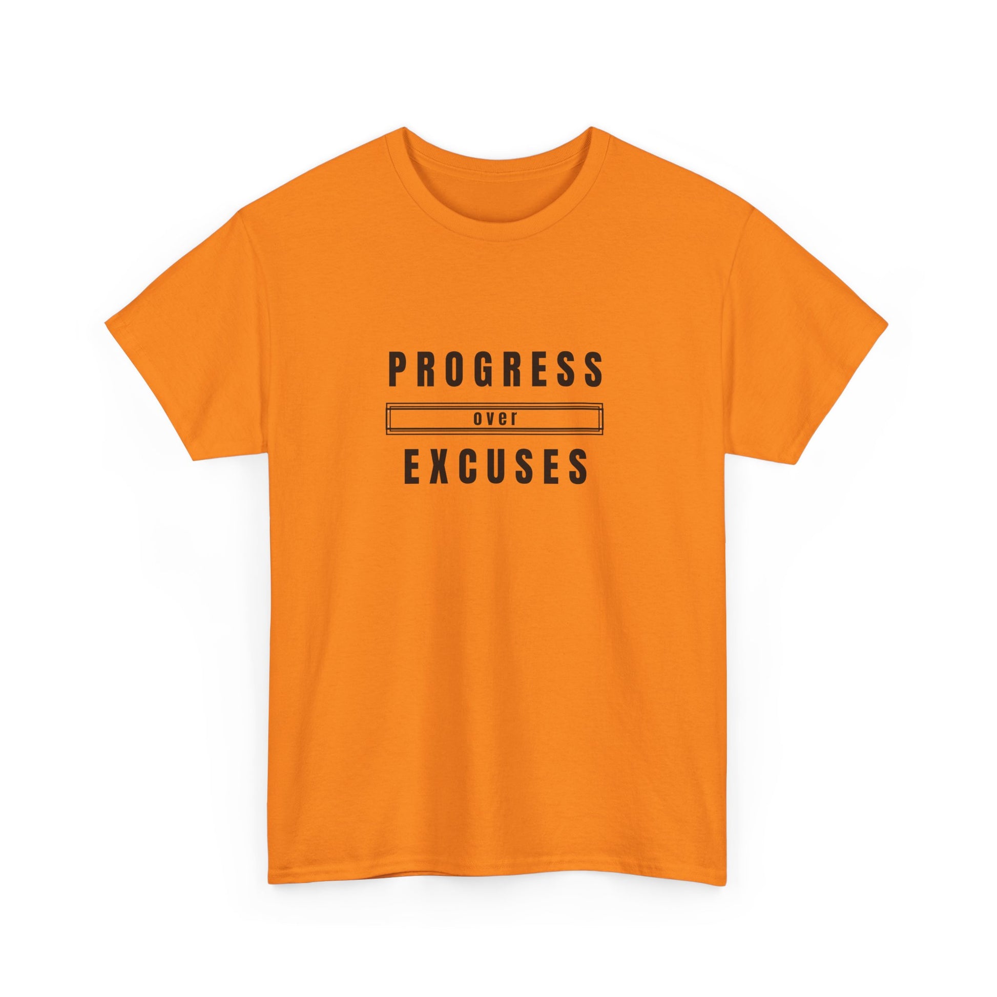 Motivational Unisex Heavy Cotton Tee - Progress Over Excuses, Workout Tee, Inspirational Shirt, Gift for Fitness Enthusiasts, Casual Wear