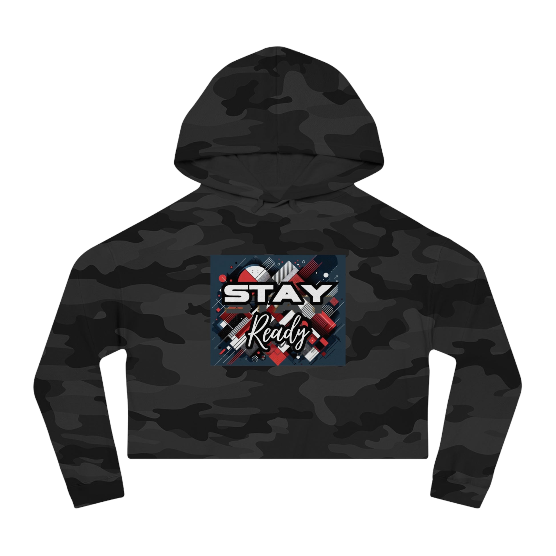 Stay Ready Women's Cropped Hooded Sweatshirt, Casual Hoodie, Athleisure Sweatshirt, Gift for Her, Trendy Streetwear