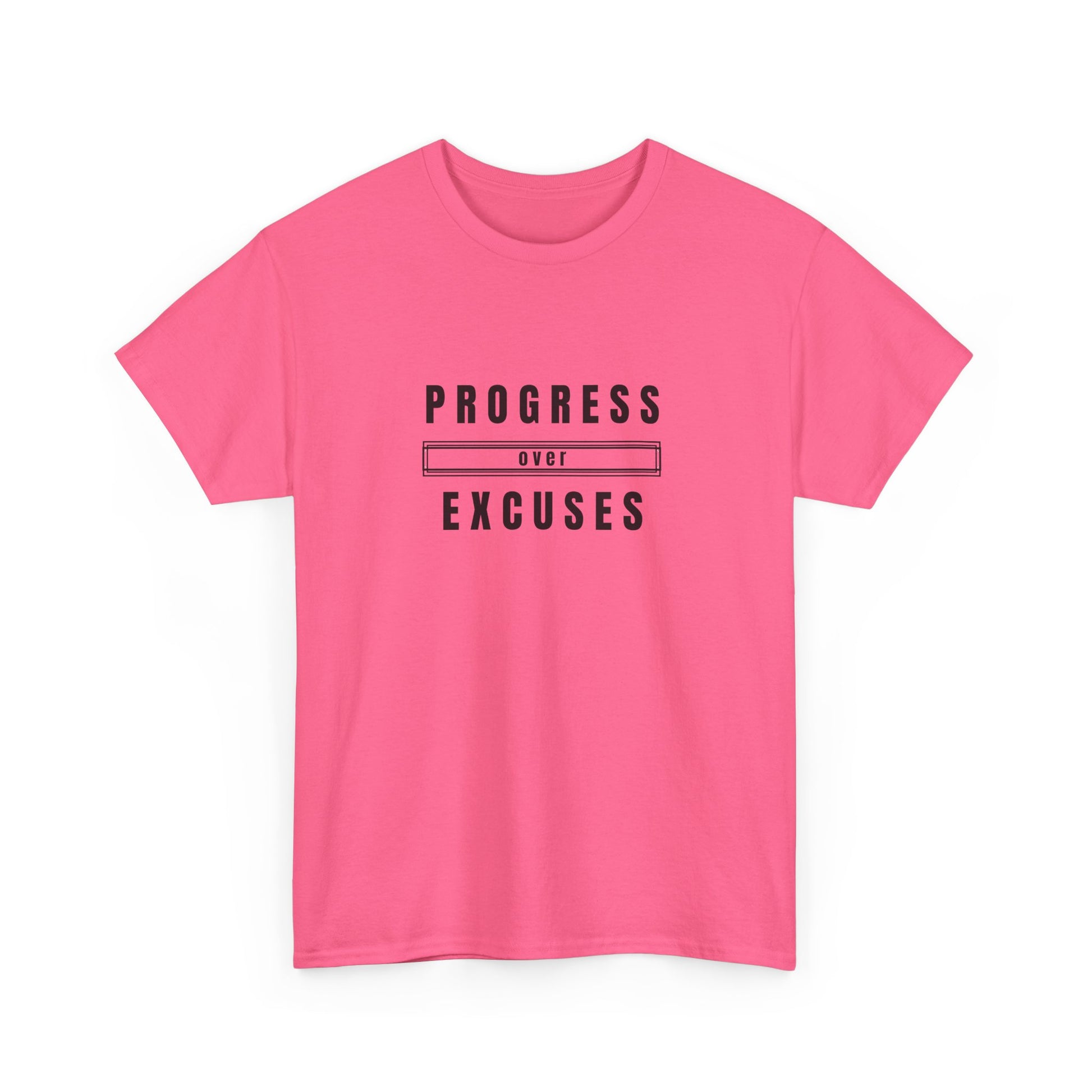 Motivational Unisex Heavy Cotton Tee - Progress Over Excuses, Workout Tee, Inspirational Shirt, Gift for Fitness Enthusiasts, Casual Wear