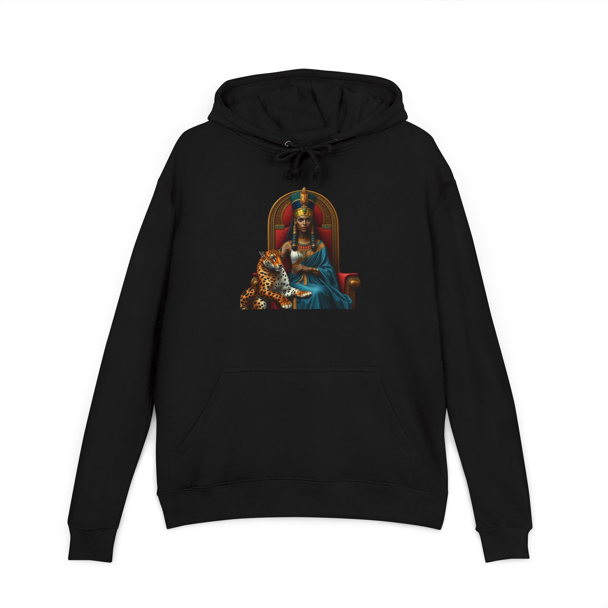 Majestic Goddess Hoodie with Tiger, Cozy Unisex Sweatshirt, Perfect for Casual Wear, Gift for Cat Lovers, Bohemian Style Hoodie